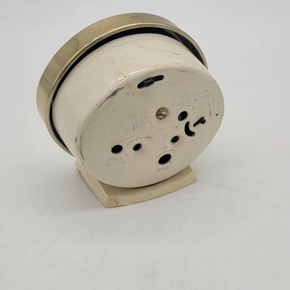 Westclox Model 1158056 Travel Alarm BABY BEN White Gold Glow In TheDark Untested